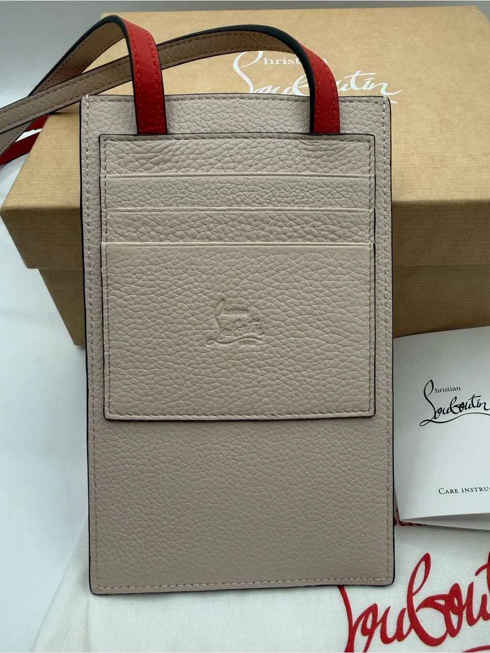 NWT full inclusion Christian louboutin leather by my side phone pouch